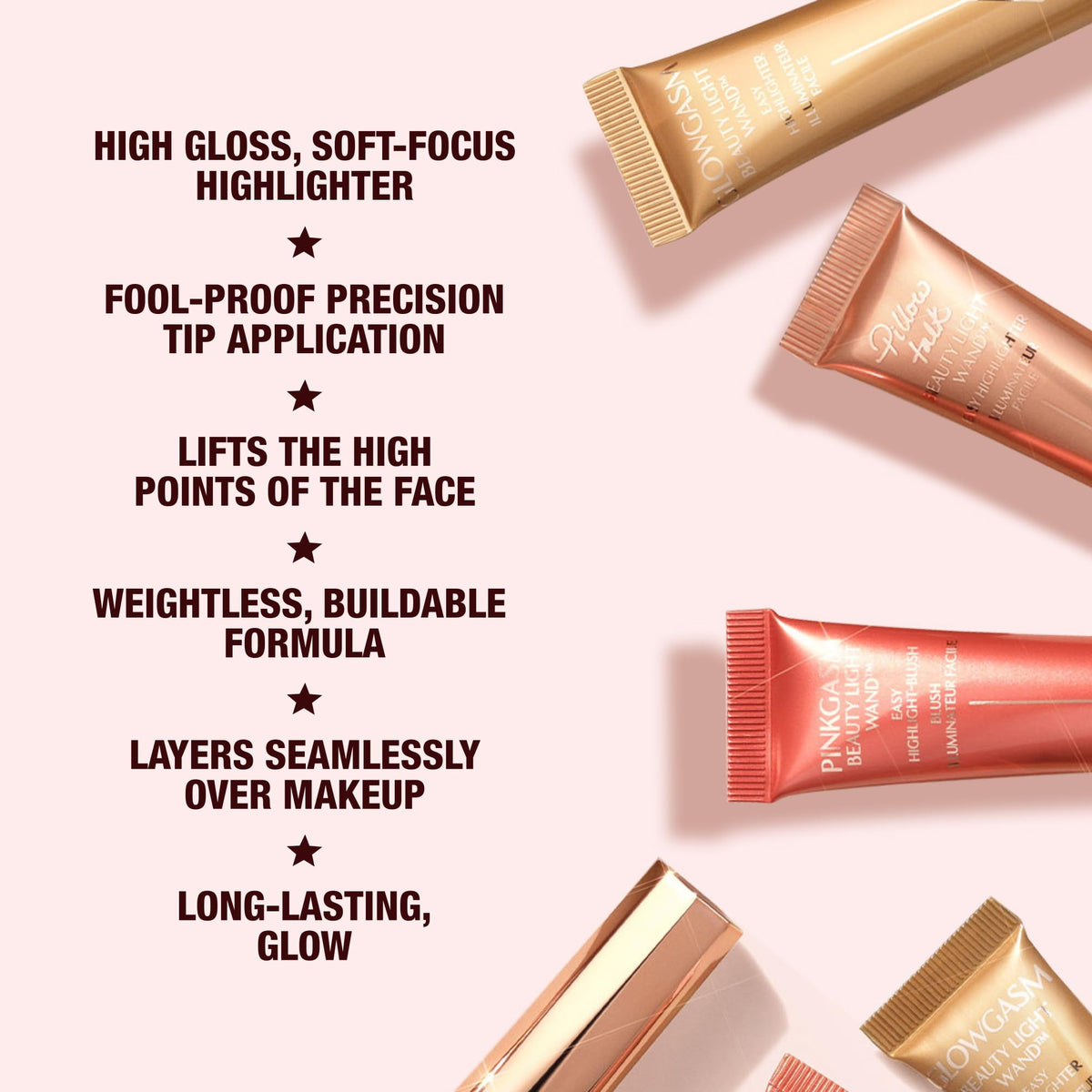 Charlotte Tilbury Beauty Light Wand en position verticale sur fond blanc