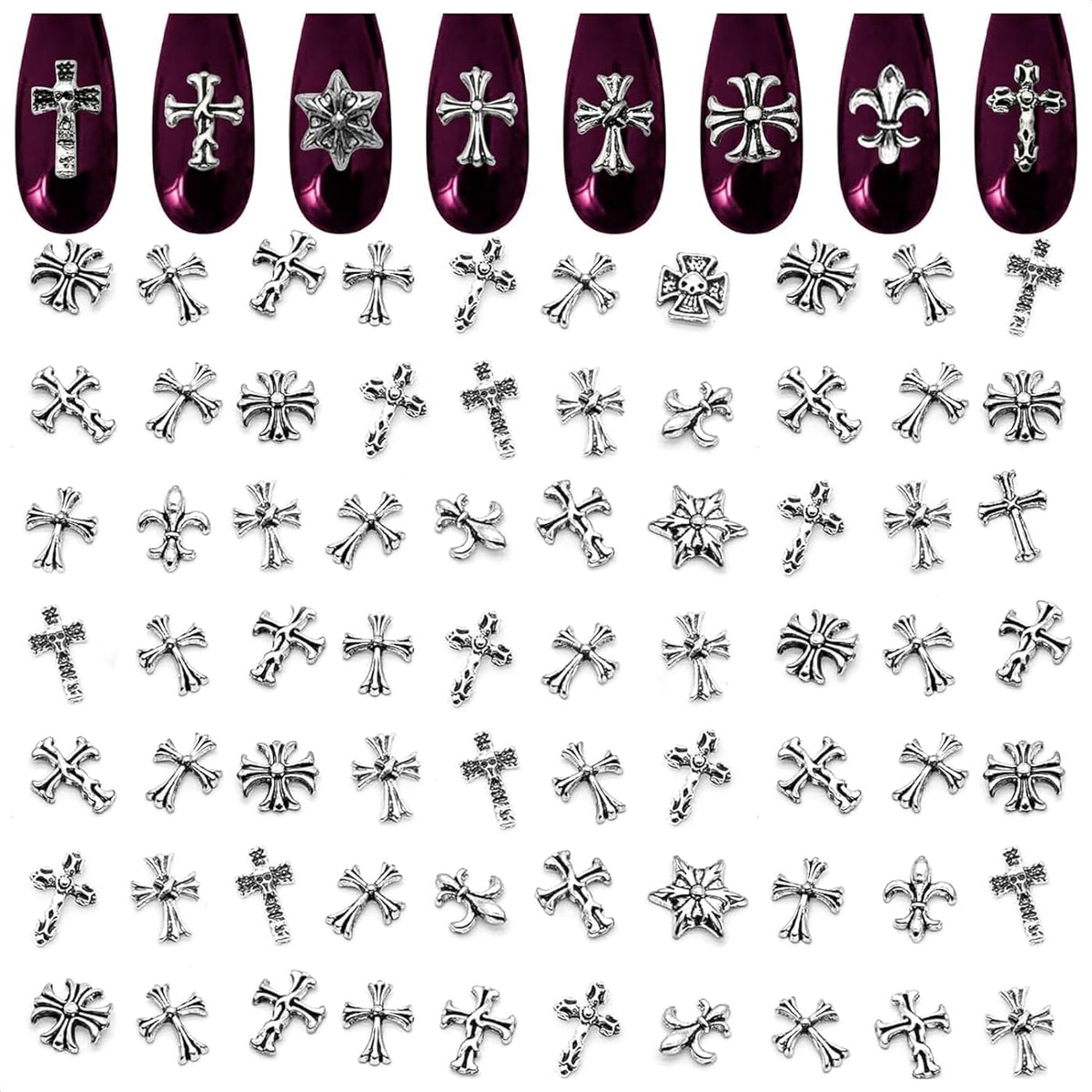 Charms Ongles Croix Argent Novsix - Ensemble de 120 pièces