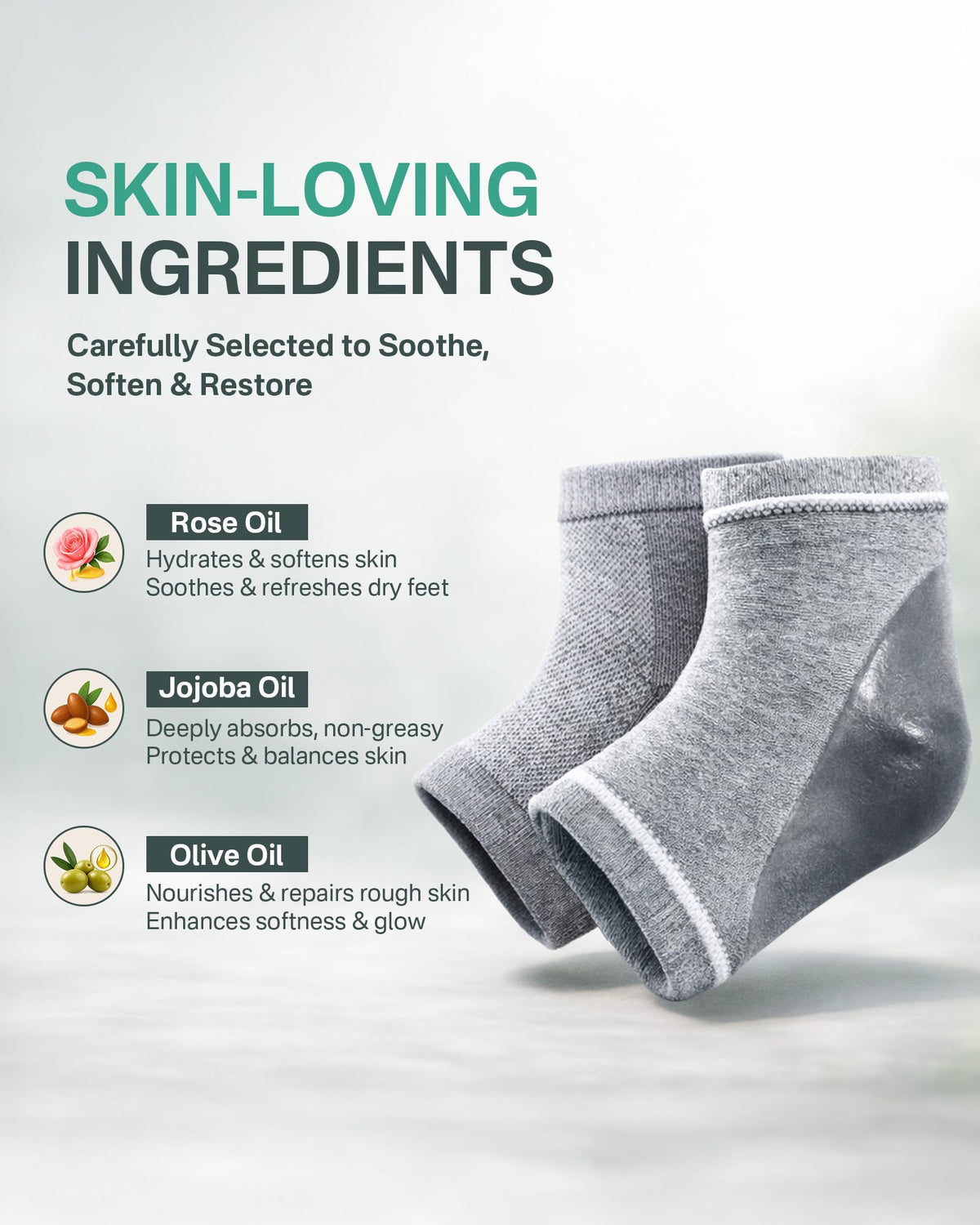 Chaussettes hydratantes Originbuty en utilisation, pieds sur un tapis