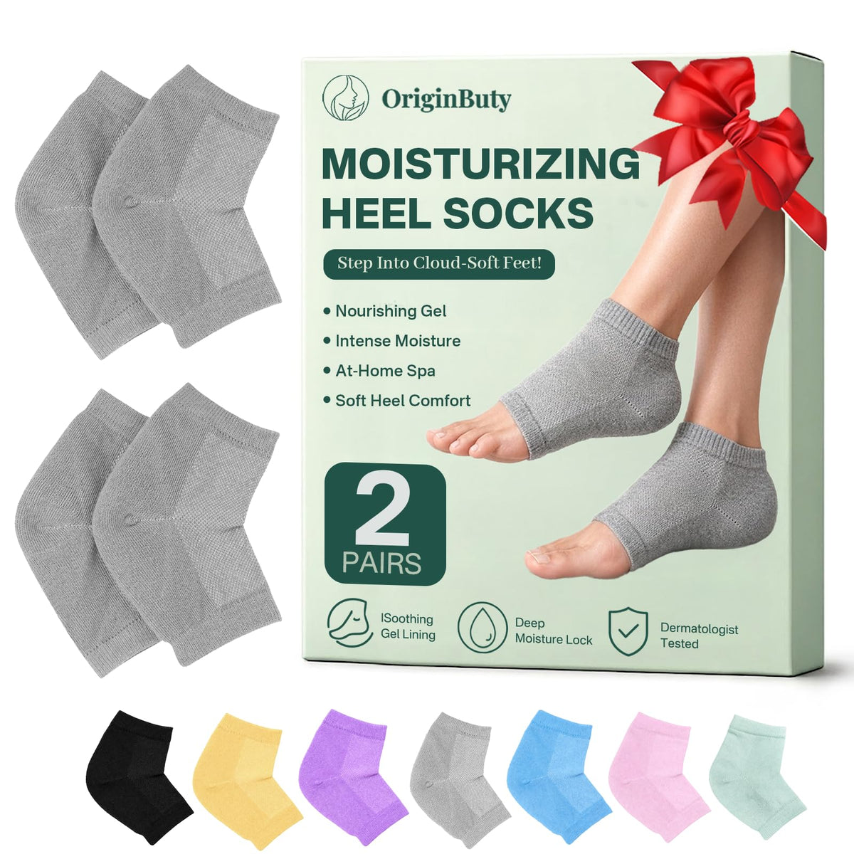 Chaussettes hydratantes Originbuty grises, vue avant