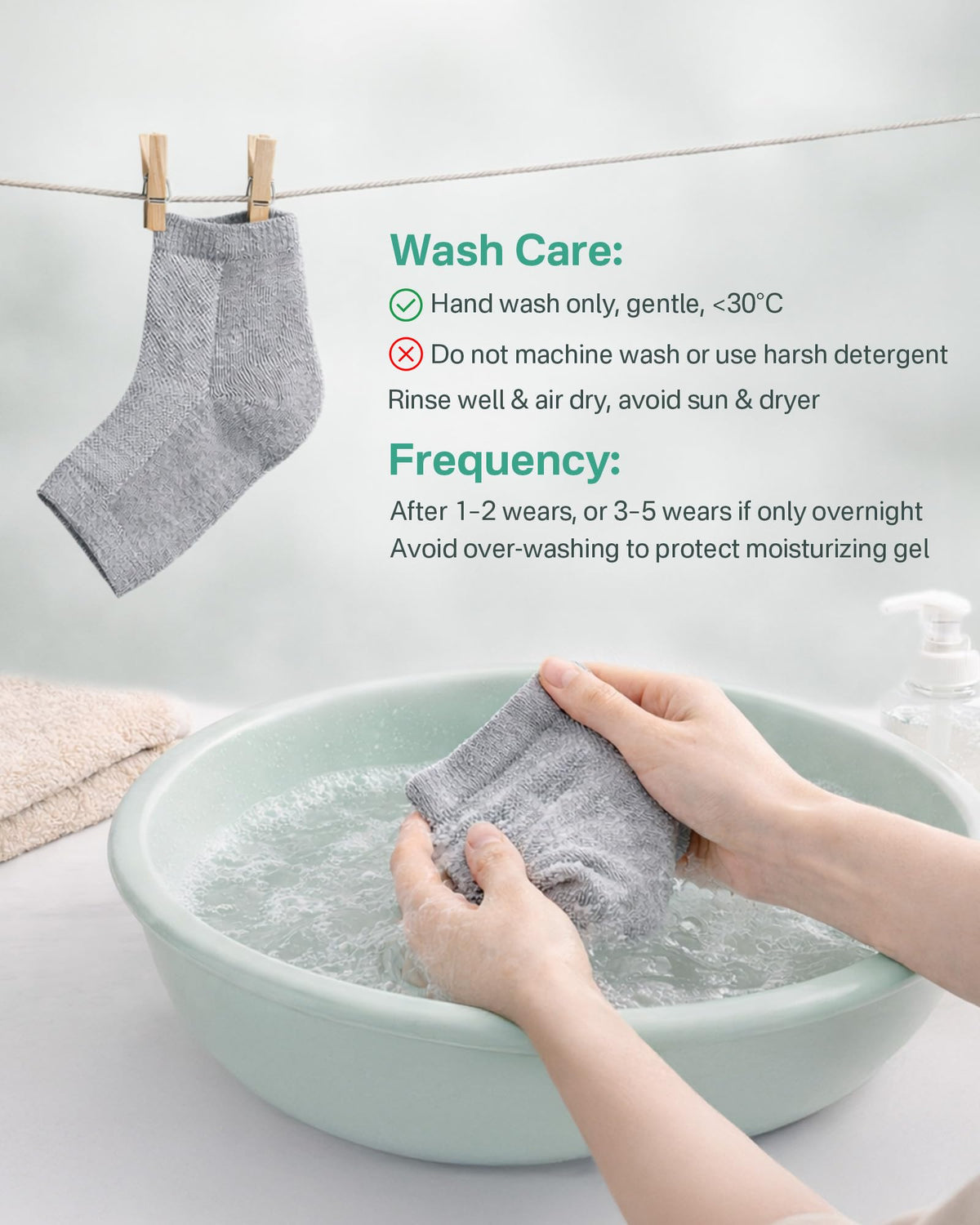Chaussettes hydratantes Originbuty, mise en situation sur des pieds