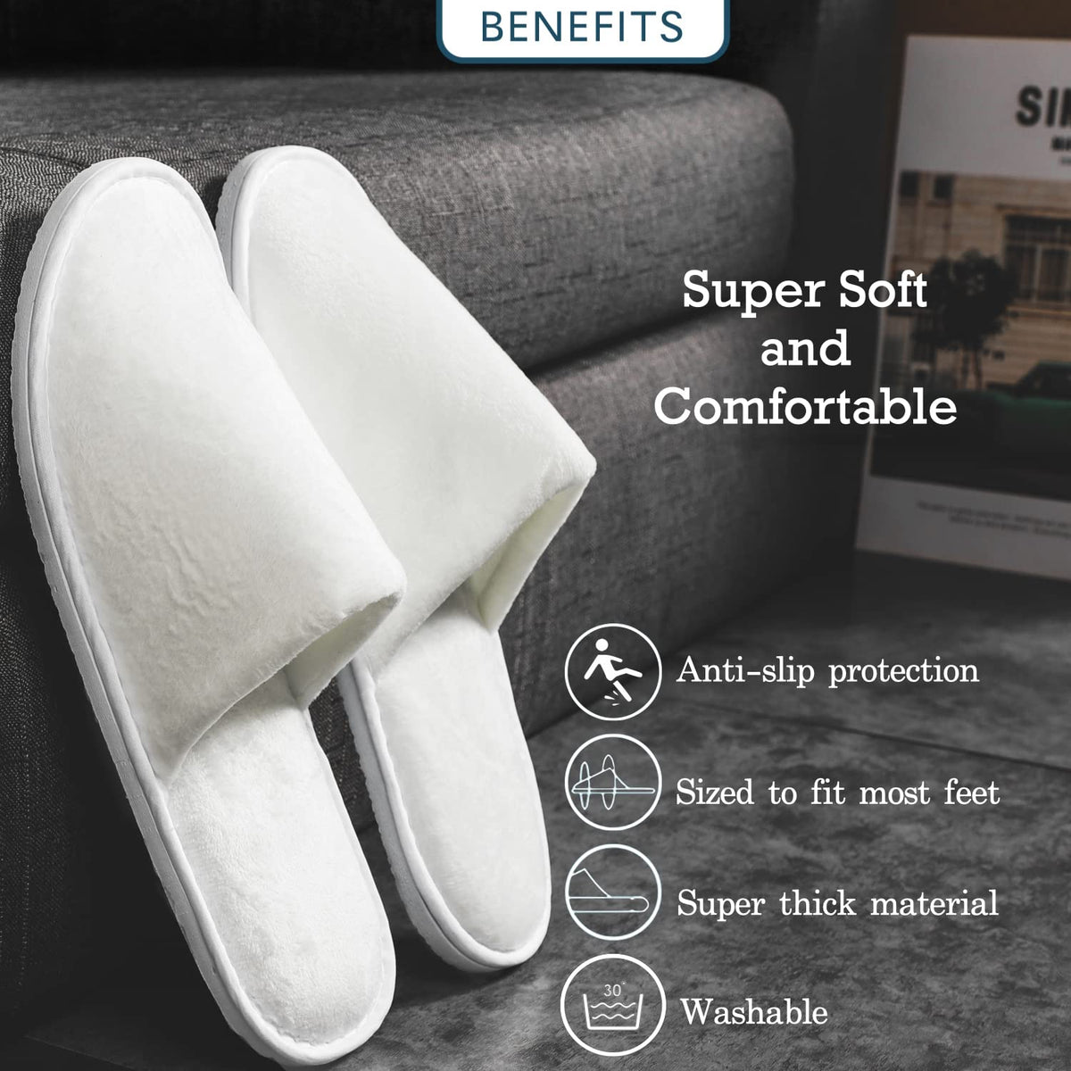 Chaussons de spa OSTADARRA en velours cristal doux