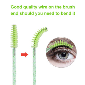 CHEFBEE Brosse à Cils Jetable 100PCS Conteneur Vert ouvert avec brosses