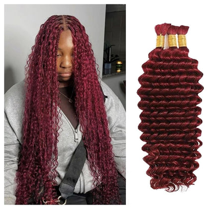 Cheveux Bouclés Boho Acbhoa 18 pouces Rouge Bourgogne vue de face