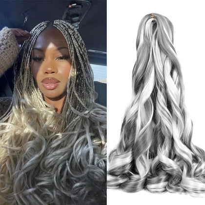Cheveux bouclés français Luoyudu 8 packs en gris foncé et gris clair