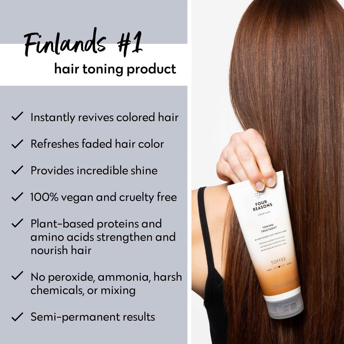 Cheveux brillants après application du masque Color Mask Toffee