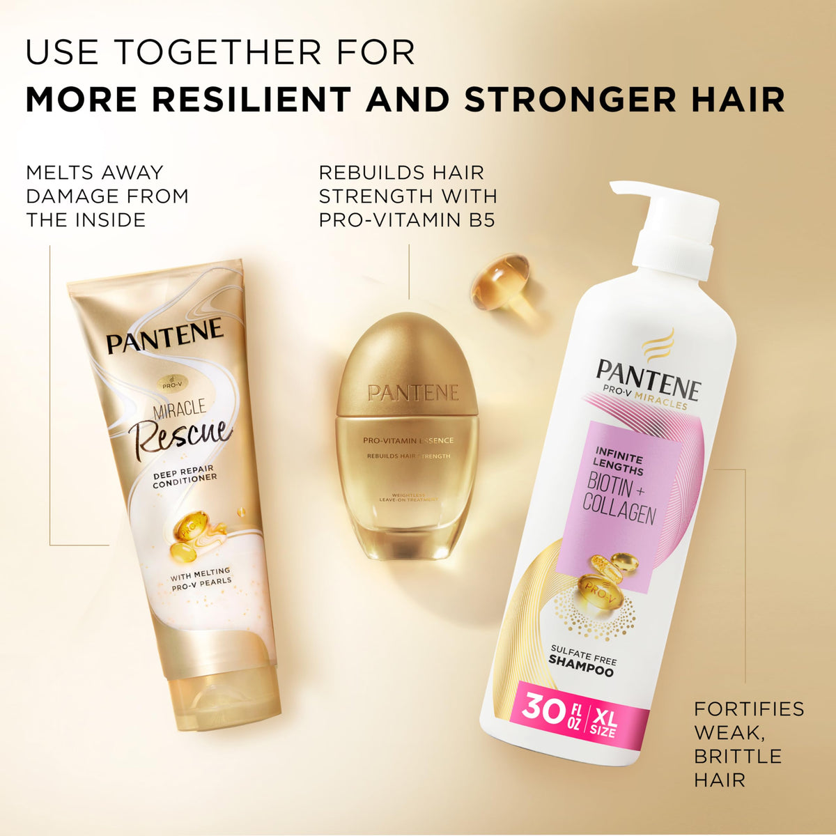 Cheveux brillants après utilisation de l'après-shampooing Pantene