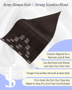 Cheveux naturels avec extensions marron foncé en usage