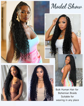 Cheveux tressés humains Qulueo, mise en avant des boucles naturelles