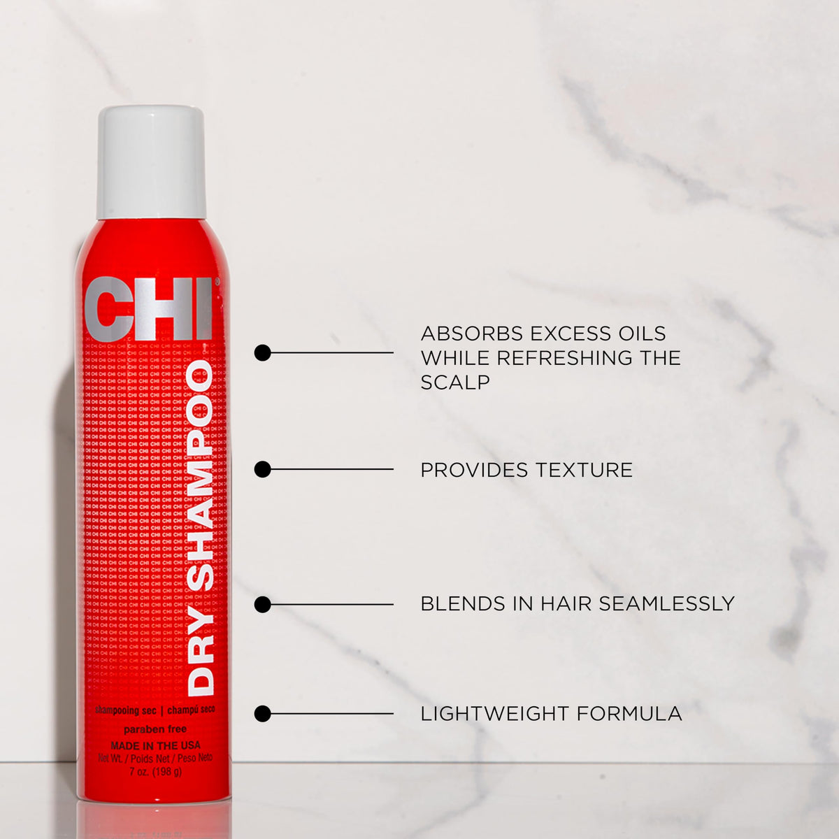 CHI Shampoo Sec 113g en utilisation sur cheveux secs