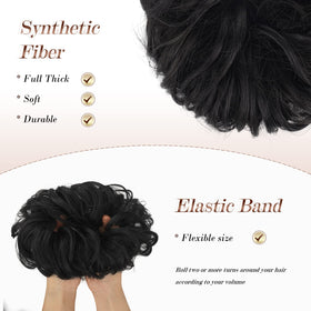 Chignon ébouriffé FESHFEN en fibres synthétiques