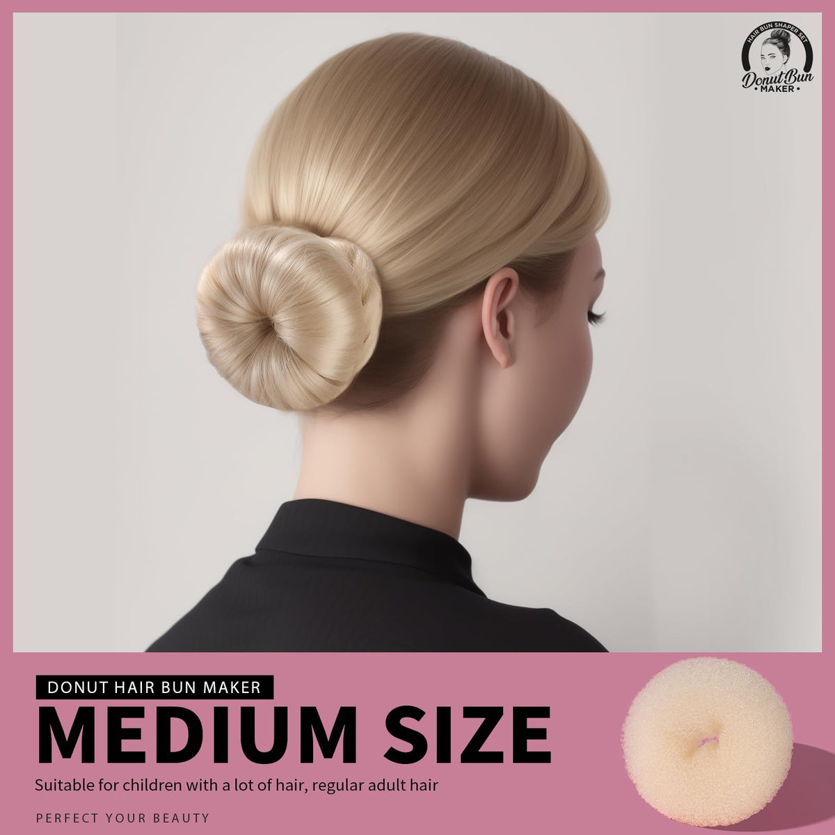 Chignon élégant réalisé avec les accessoires Teenitor