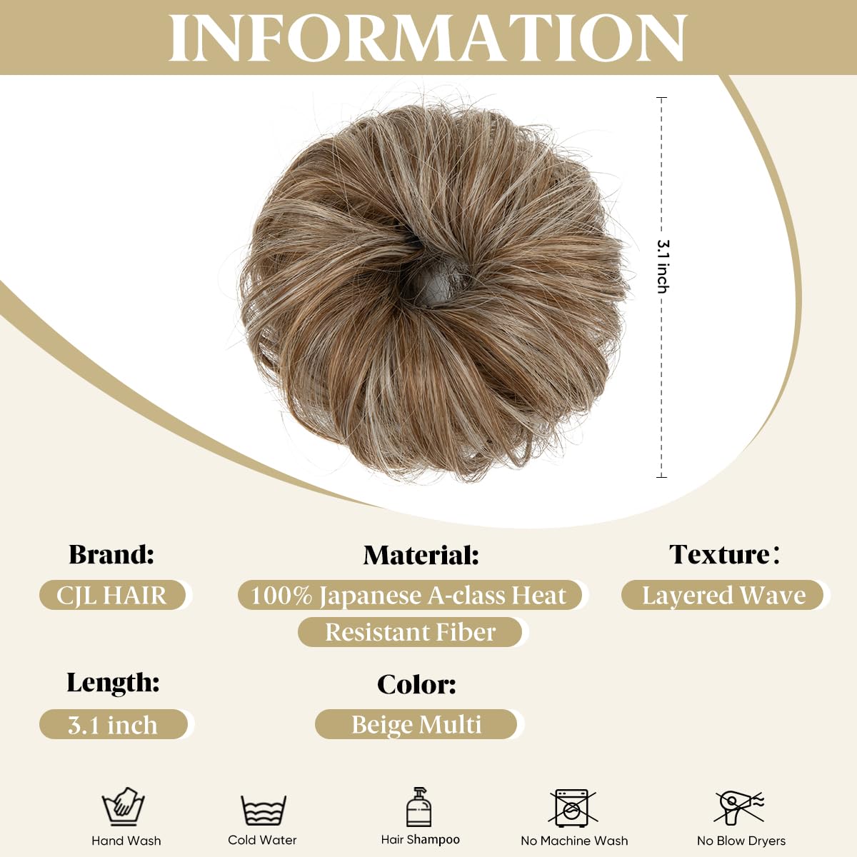 Chignon méssy CJL HAIR beige multi vue arrière