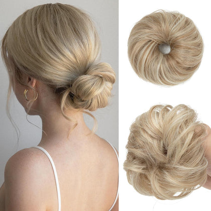 Chignon mignon en synthétique CJL HAIR couleur blonde en vue de face