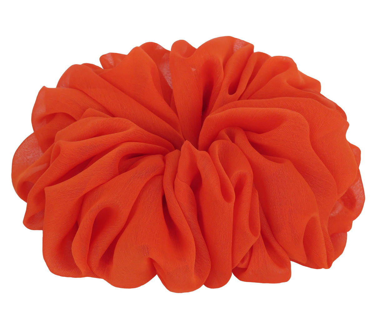Chouchou en chiffon orange de 7 pouces vue de face