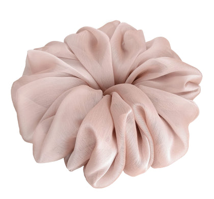 Chouchou en chiffon rose beige AnnushkaHomeDecor vue de face