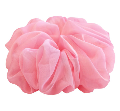 Chouchou en chiffon rose doux AnnushkaHomeDecor vue de face