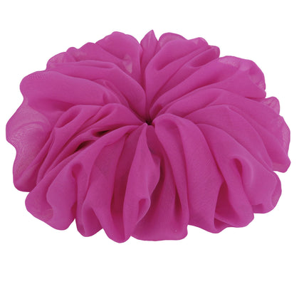 Chouchou en chiffon rose violet 18 cm vue de face
