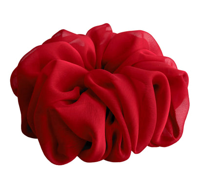 Chouchou en chiffon rouge AnnushkaHomeDecor vue de face