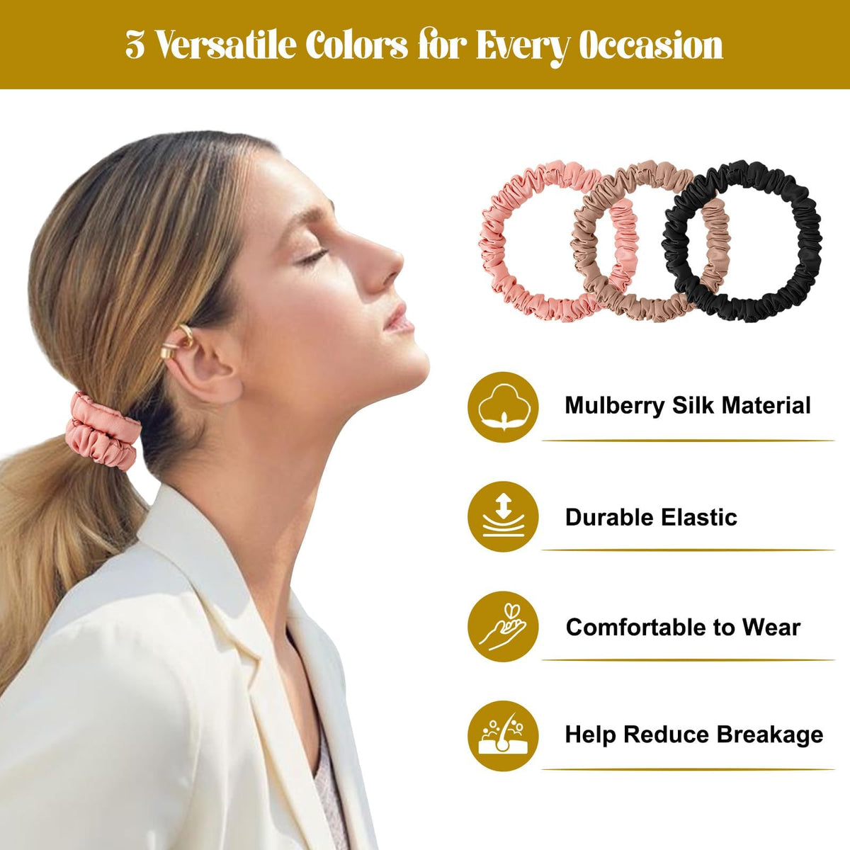 Chouchou en soie DEMAZALO couleur rose