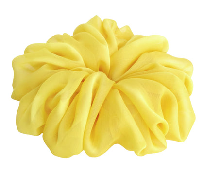 Chouchou jaune citron AnnushkaHomeDecor vue avant avec texture en chiffon