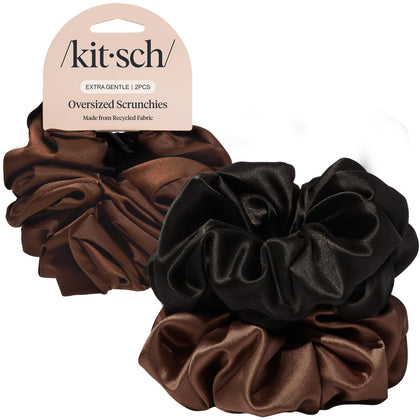 Chouchou Kitsch oversized noir et chocolat, vue de face