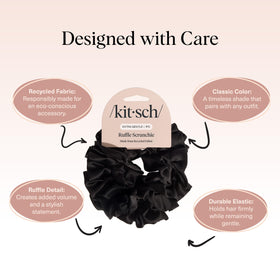 Chouchou satin noir Kitsch dans un cadre de coiffure