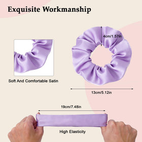 Chouchou satin pastel rose et bleu vue latérale