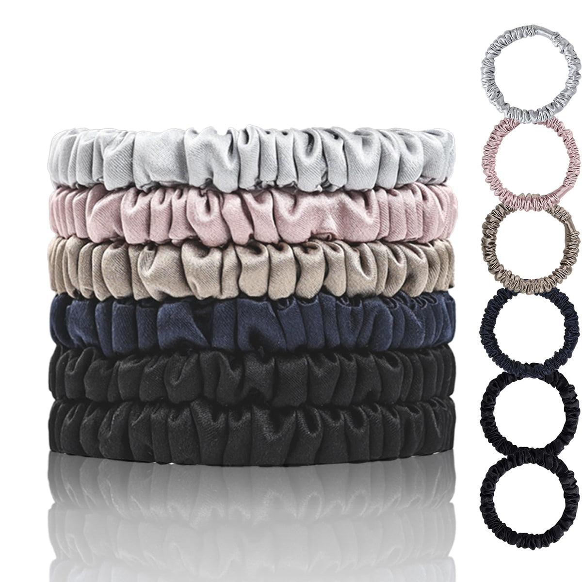 Chouchous en soie de murier SEMRUE coloris Navy, Lotus Pink et Silver Gray
