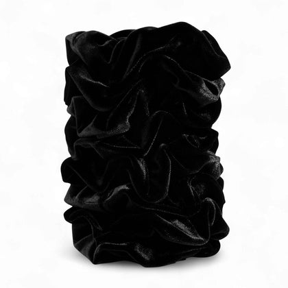 Chouchous en velours noir SEVEN STYLE, set de 8 pièces sur fond blanc