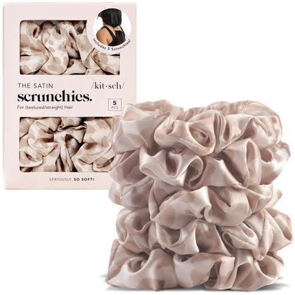 Chouchous satin imprimé léopard Kitsch - ensemble de 5 pièces
