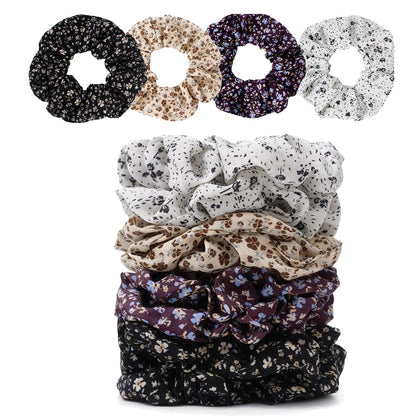 Chouchous satin multicolores SEVEN STYLE en vue de face avec motifs floraux
