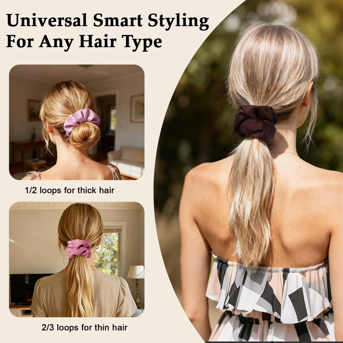 Chouchous satin SEVEN STYLE, détail sur le tissu doux