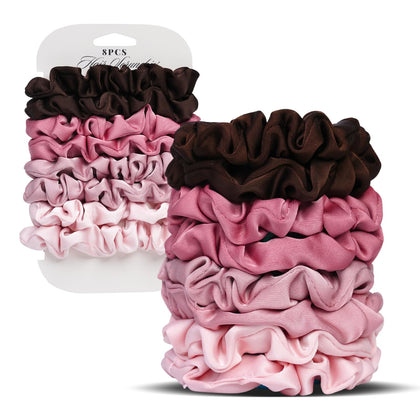 Chouchous satin ultra-petits SEVEN STYLE 8PCS rose vue de face