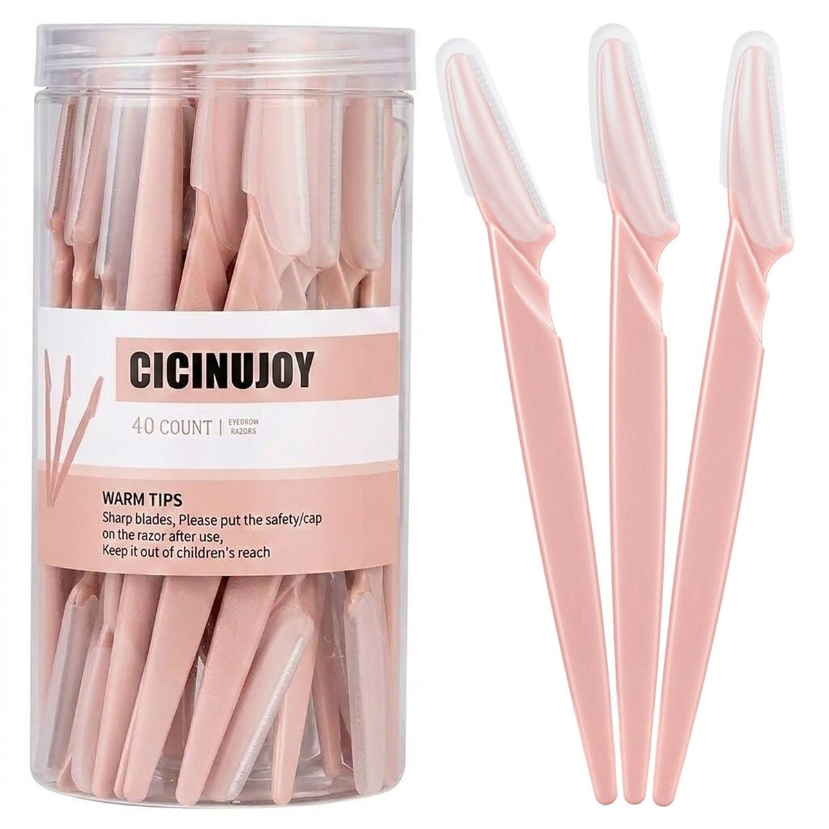 CICINUJOY set de 40 rasoirs dermaplane rose blush avec emballage transparent