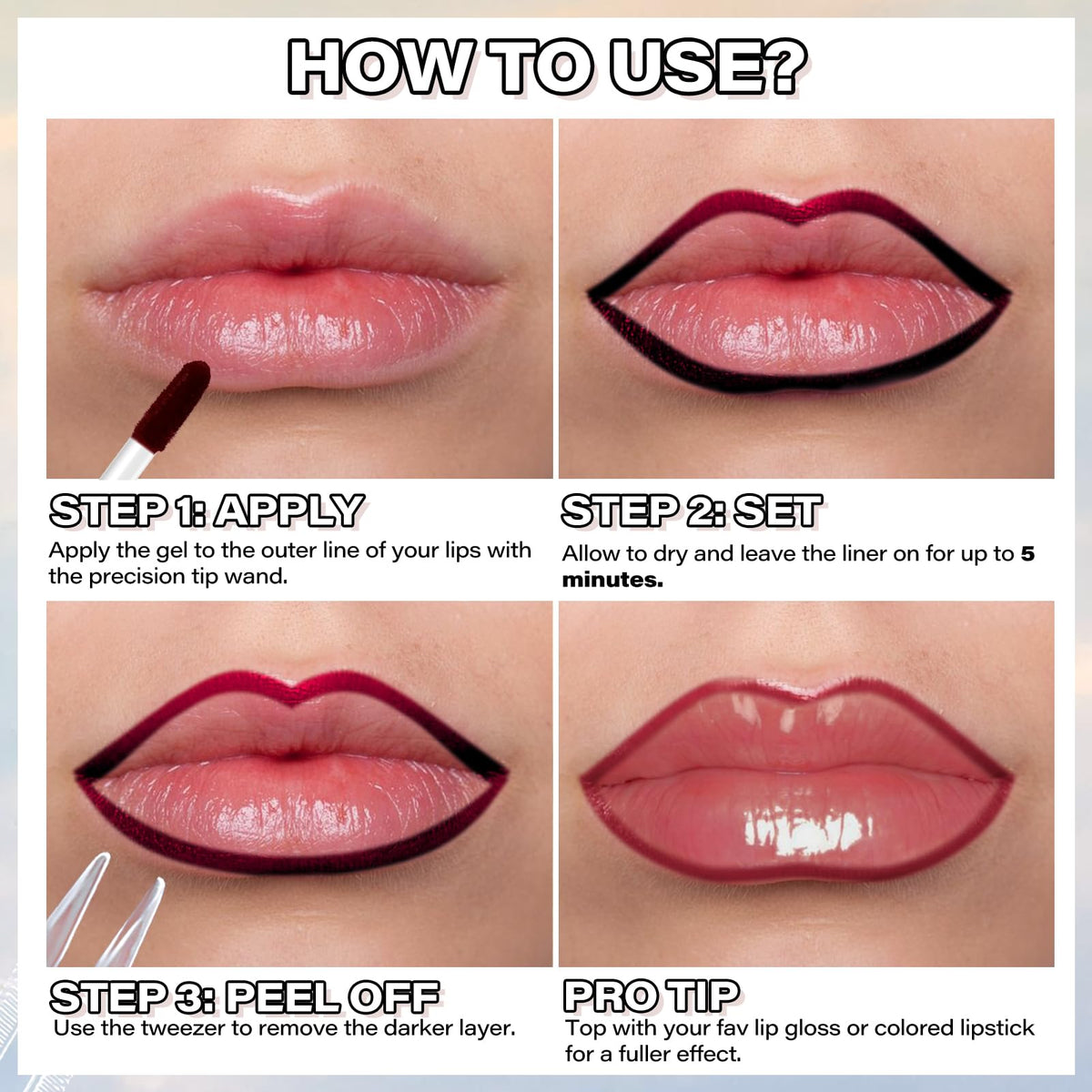Cilrofelr Crayon à Lèvres Peel Off teintes disponibles