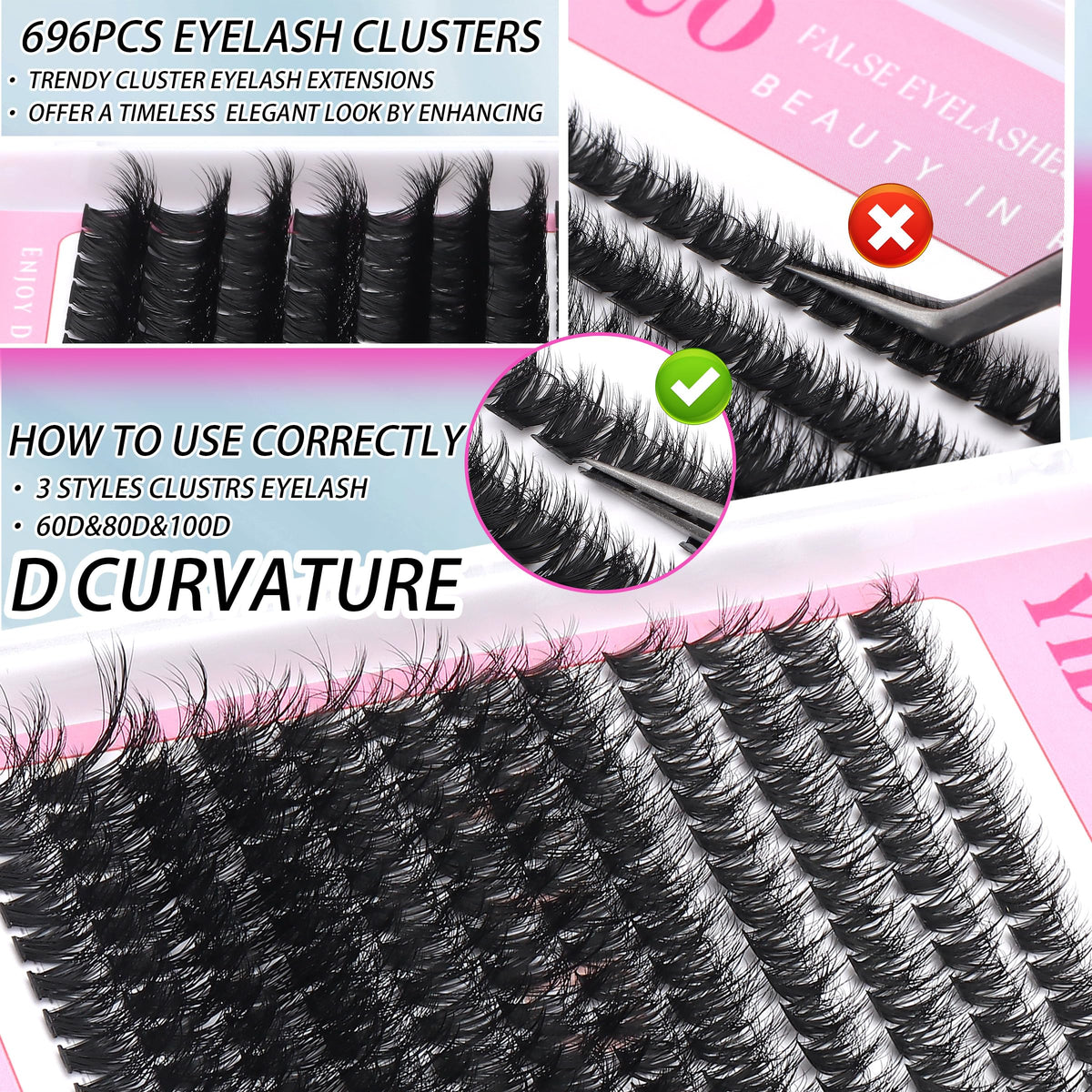 Cils 100D en volume du kit YIDUO