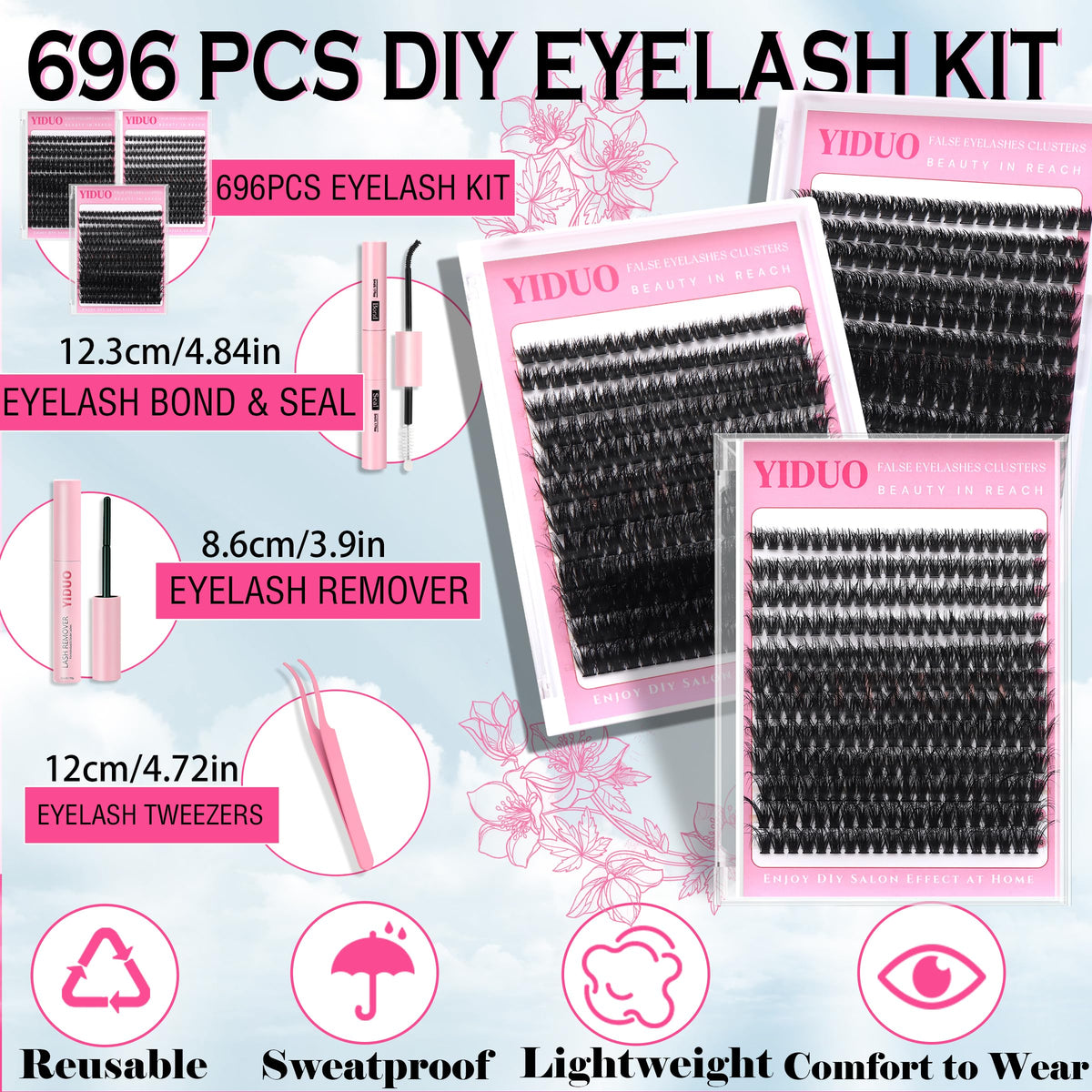 Cils 60D en volume du kit YIDUO