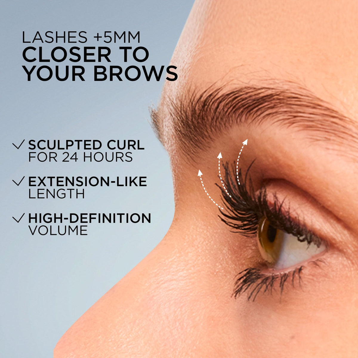 Cils avant et après application du mascara L'Oreal Paris Extensionist