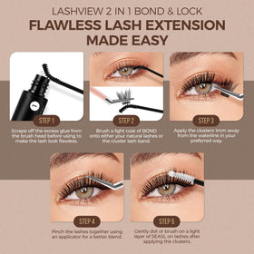 Cils bien fixés avec la colle LASHVIEW