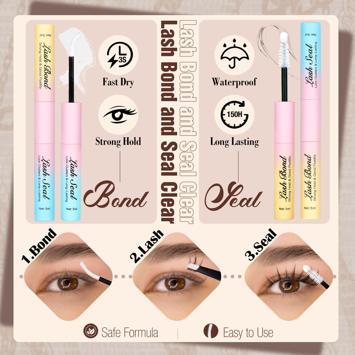 Cils bruns Mavphnee appliqués sur les yeux
