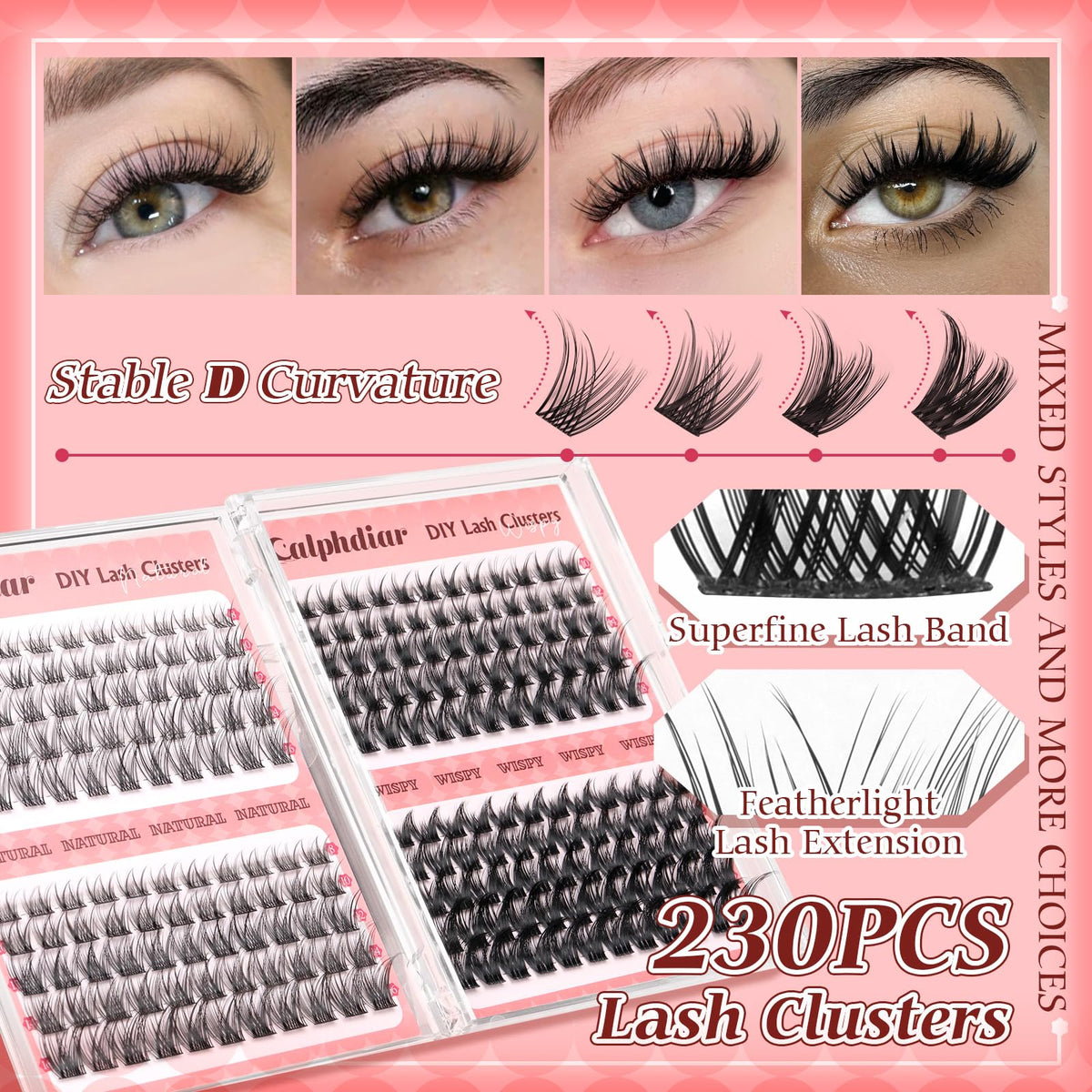 Cils calphdiar style C, volumineux, avant application