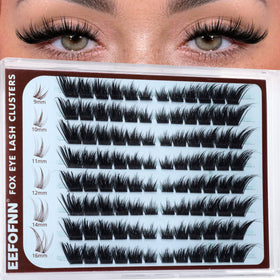Cils cluster Eefofnn modèle Fox Eye vue de face avec design allongé
