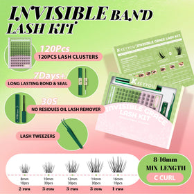 Cils clusters KEYYOU avec design invisible en gros plan