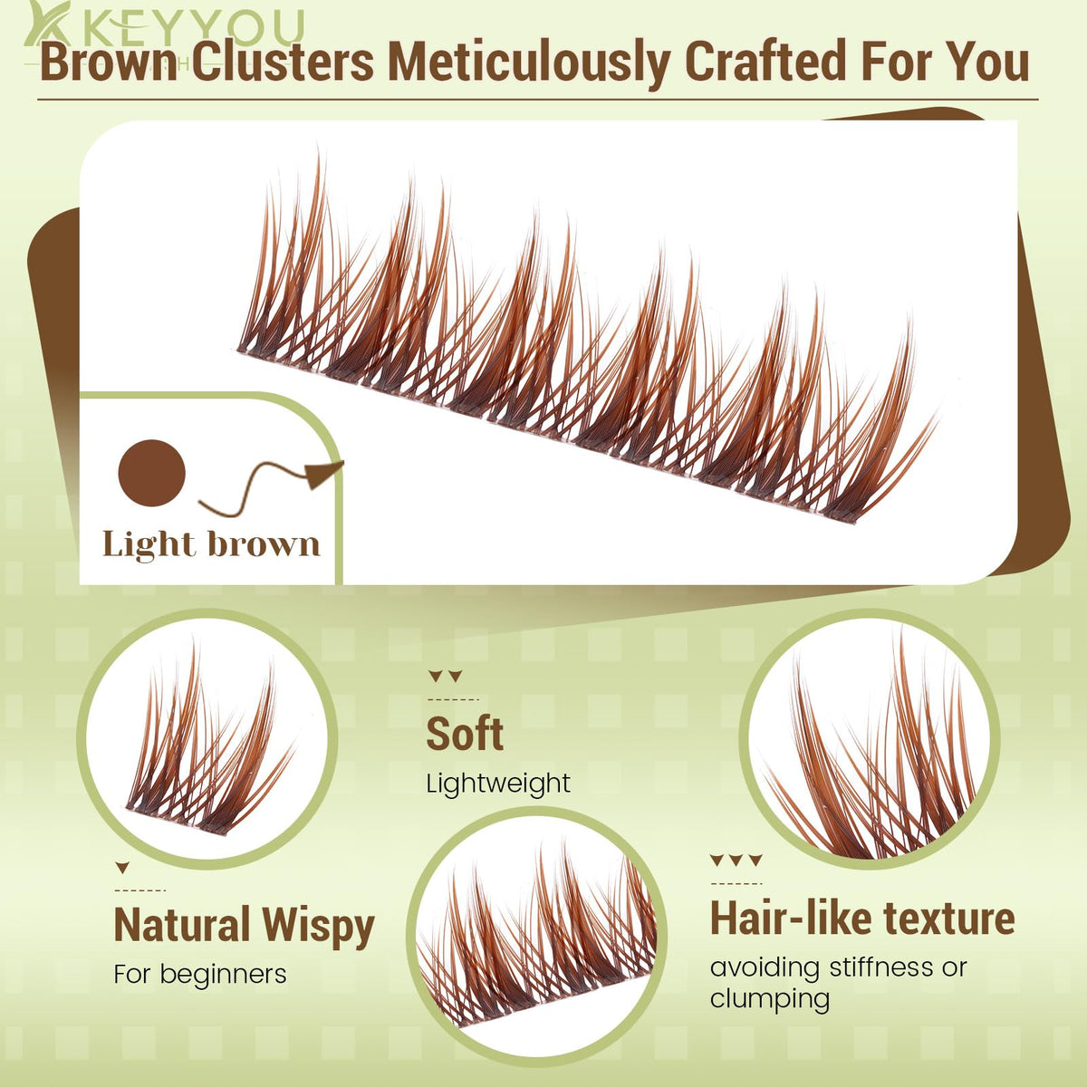 Cils en bandes claires du kit KEYYOU avec un effet naturel