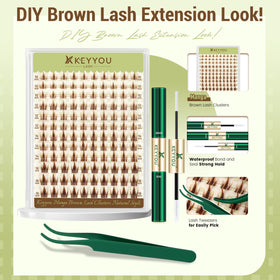 Cils en cluster bruns dans le kit KEYYOU