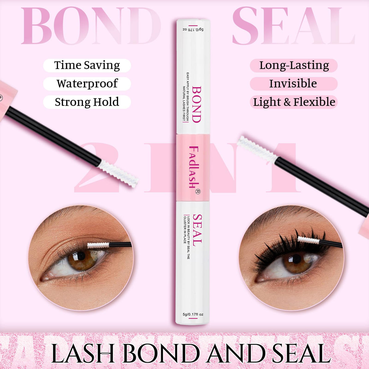 Cils en clusters FADLASH sur fond neutre