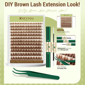 Cils en clusters marron F05 style du kit KEYYOU