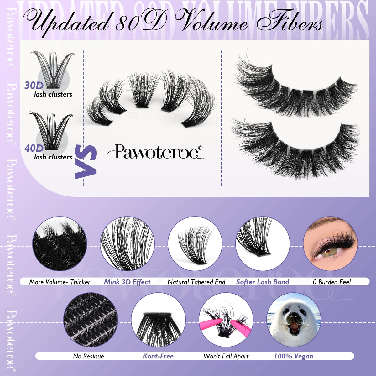 Cils en clusters Pawotence pour un look naturel