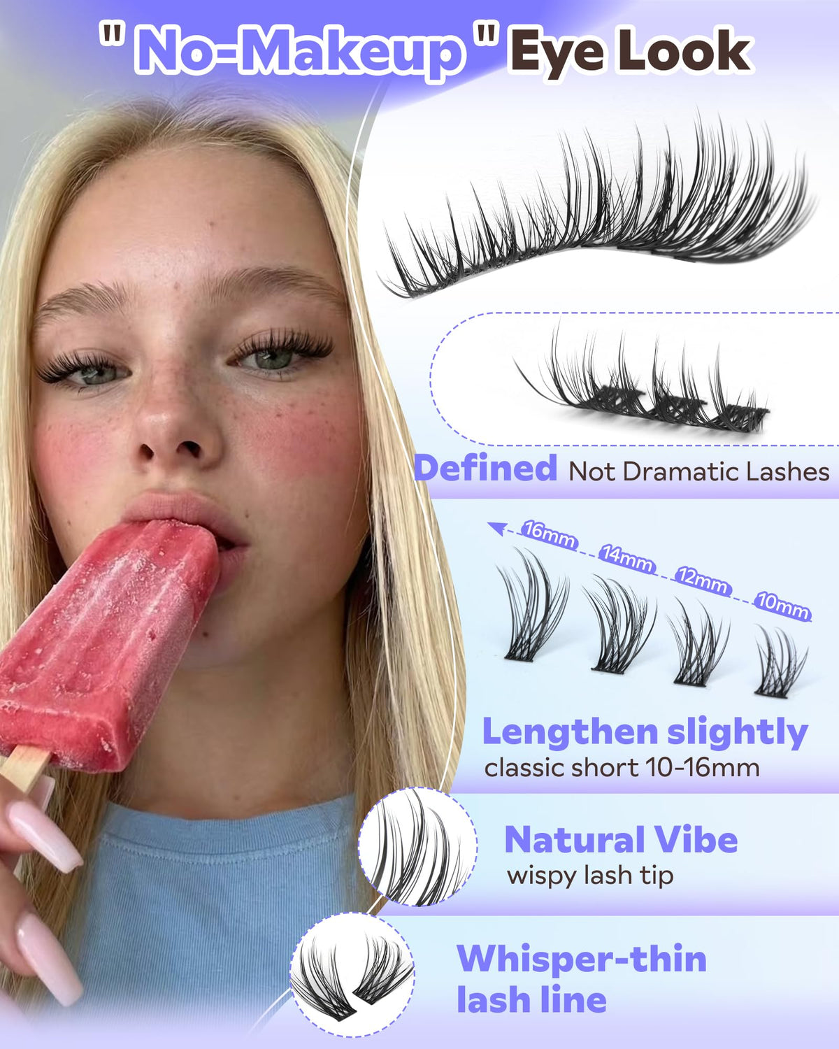 Cils en éclats de 10-16mm en présentation